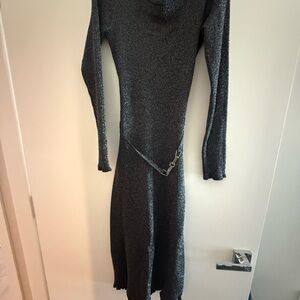 Elie Tahari Shimmering Charcoal Maxi Dress